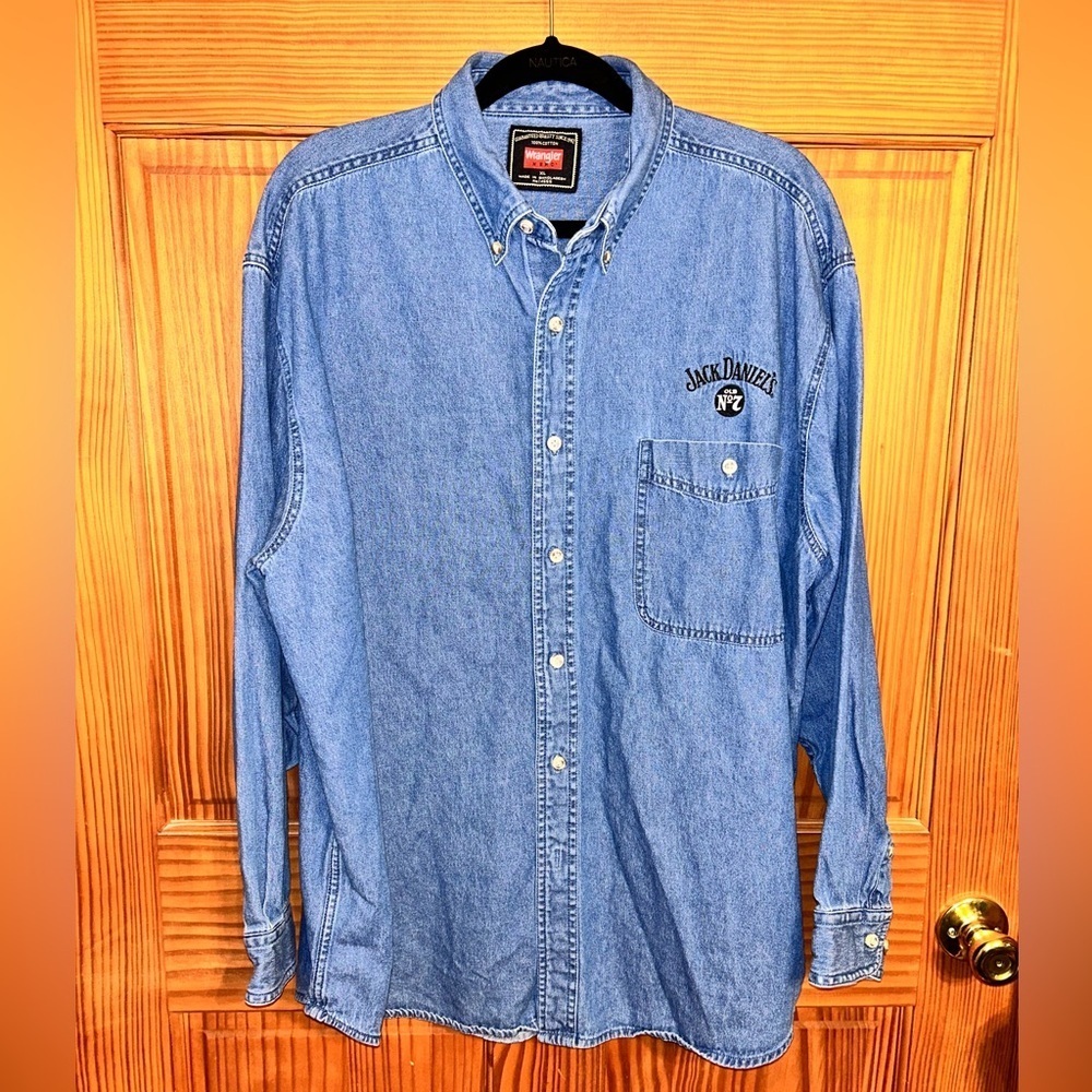 Men’s Vintage Jack Daniel’s Wrangler Long Sleeve Denim Button up XL